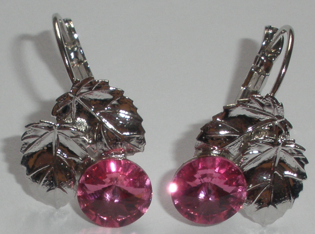 Náušnice Swarovski List s Rivoli 8 mm Rose rhodiované zapínací (SwLi_18)