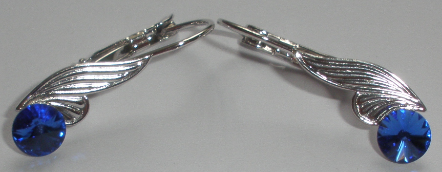 Náušnice Swarovski Křídlo s Rivoli Sapphire rhodiované (SwKri_37)