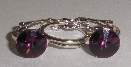 Dětské náušnice Swarovski 1 Rivoli 6 mm Amethyst rhodiované zapínací (1R6_24)