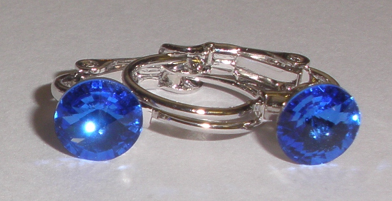 Dětské náušnice Swarovski 1 Rivoli 6 mm Sapphire rhodiované zapínací (1R6_37)