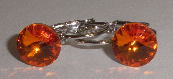 Dětské náušnice Swarovski 1 Rivoli 8 mm Tangerine rhodiované zapínací (1R8_55)