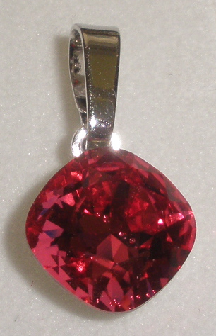 Přívěsek Swarovski Čtvereček Indian Pink rhodiovaný (ČtvPr_94)