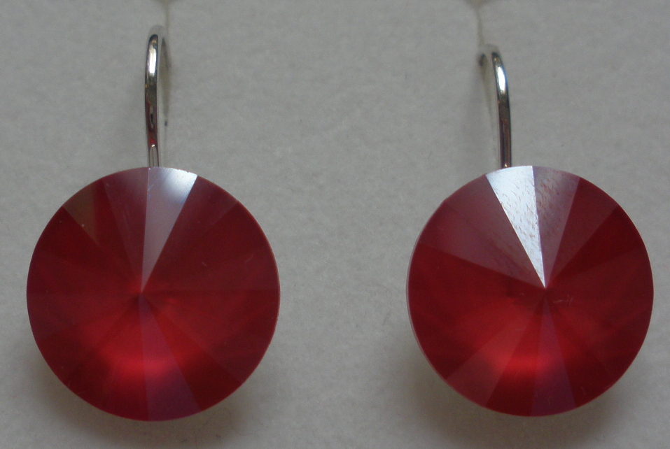 Náušnice Swarovski 1 Rivoli 14 mm Royal Red rhodiované zapínací (1R14_90)