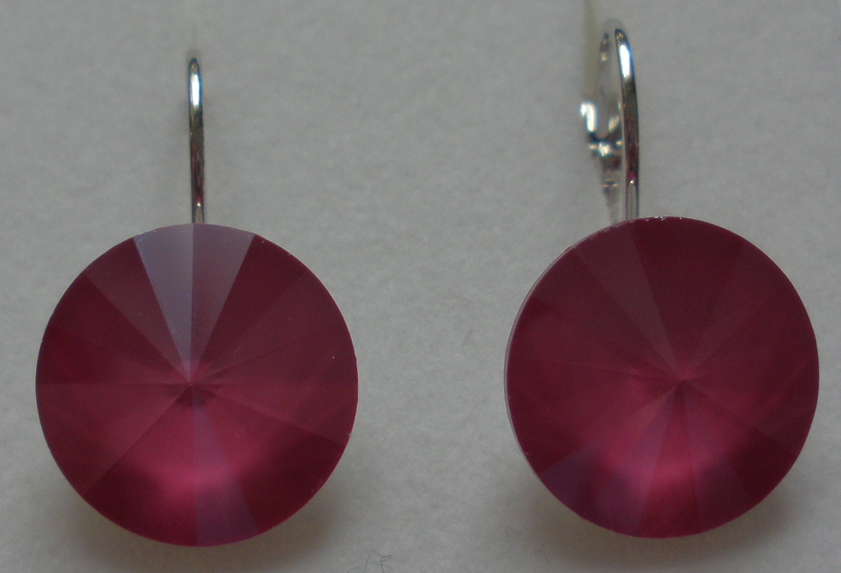 Náušnice Swarovski 1 Rivoli 14 mm Peony Pink rhodiované zapínací (1R14_93)