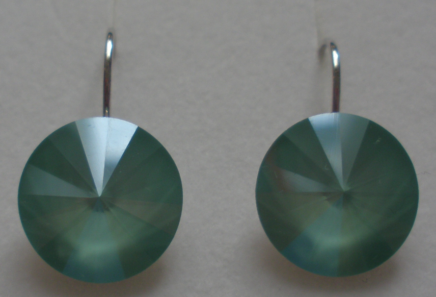 Náušnice Swarovski 1 Rivoli 14 mm Mint Green rhodiované zapínací (1R14_91)