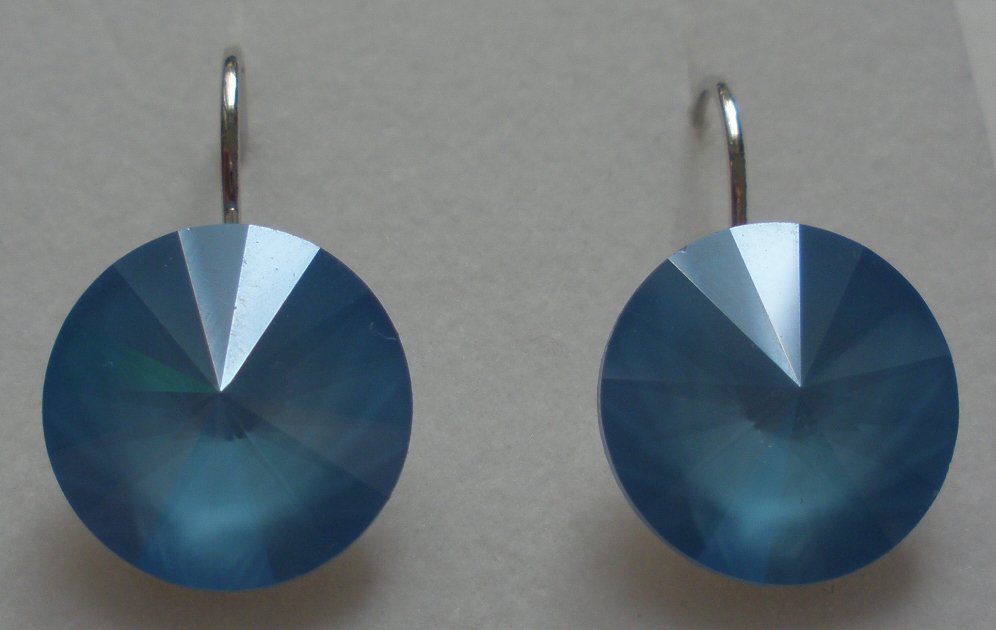 Náušnice Swarovski 1 Rivoli 14 mm Summer Blue rhodiované zapínací (1R14_92)