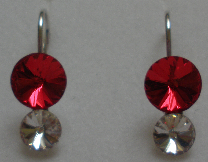 Náušnice Swarovski 2 Rivoli Light Siam/Crystal rhodiované zapínací (2R68_22/1)