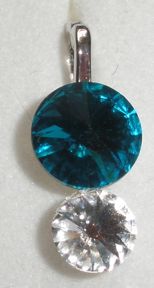 Přívěsek Swarovski 2 Rivoli Zircon Blue/Crystal rhodiovaný (Přív2R68_41/1)