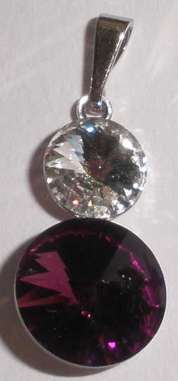 Přívěsek Swarovski 2 Rivoli Amethyst/Crystal rhodiovaný (Přív2R812_24/1)