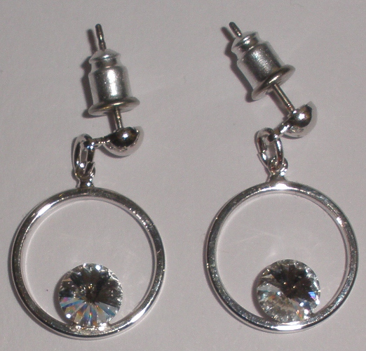 Kruhové rhodiované náušnice s 1 Rivoli 6 mm Crystal (Sw1KrN6_1)