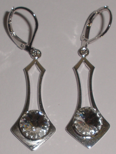 Protáhlé náušnice se Swarovski Rivoli Crystal rhodiované (Sw1PrN8_1)