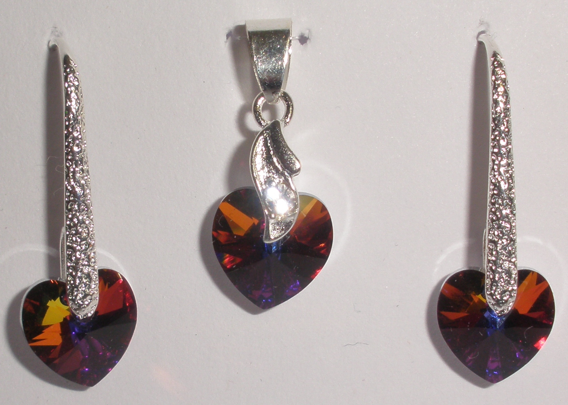 Sada Swarovski Srdce Crystal Volcano AB s bižuterními komponenty (Sw10Sr61)