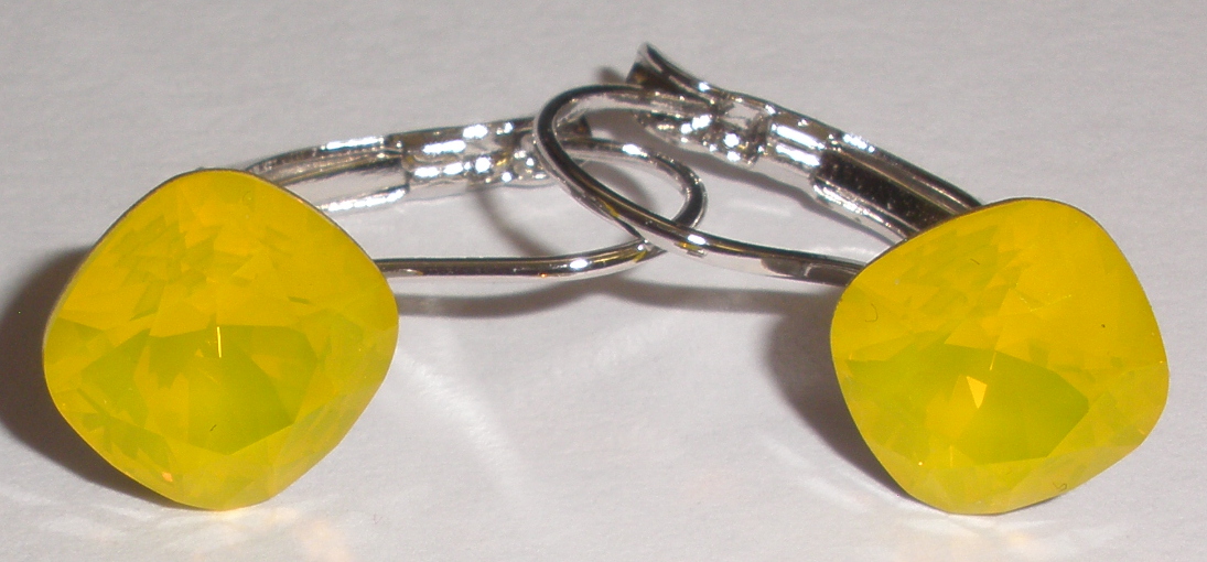 Náušnice Swarovski Čtvereček Yellow Opal rhodiované (ČtvN_73)