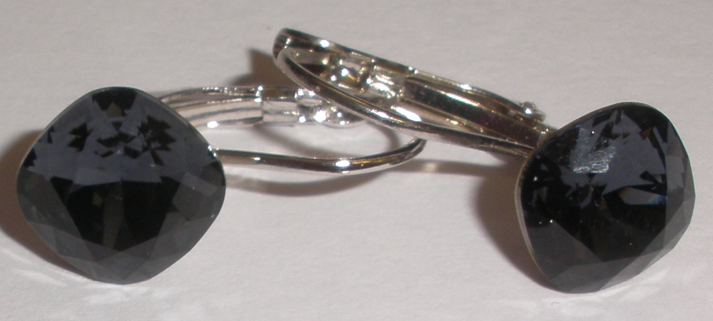 Náušnice Swarovski Čtvereček Graphite rhodiované (ČtvN_72)