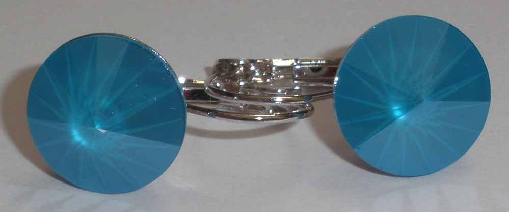 Náušnice Swarovski 1 Rivoli 14 mm Azure Blue rhodiované zapínací (1R14_98)