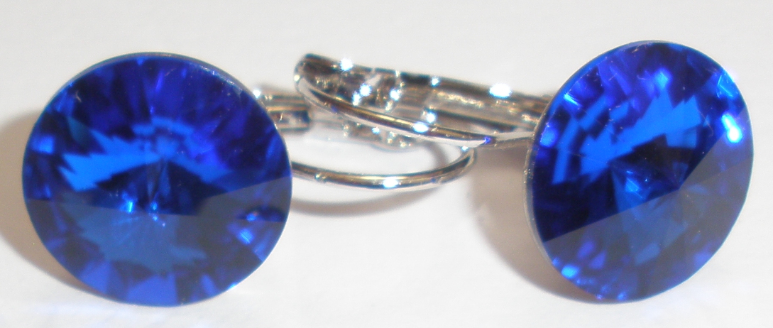 Náušnice Swarovski 1 Rivoli 14 mm Majestic Blue rhodiované zapínací (1R14_96)