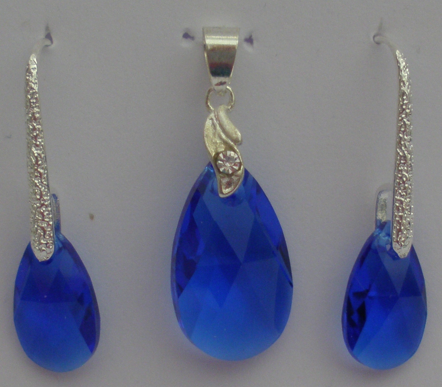 Sada Swarovski Hruška Majestic Blue s bižuterními komponenty (SwHr15)