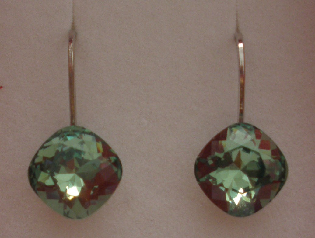 Náušnice Swarovski Čtvereček Erinite rhodiované (ČtvN_80)