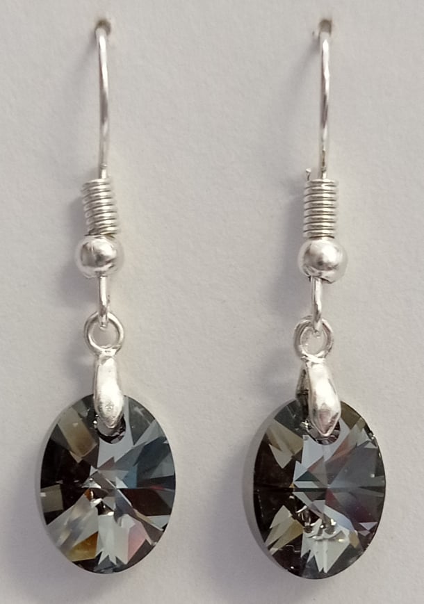Náušnice Swarovski Ovál Silver Night AB (SwNOv_3)