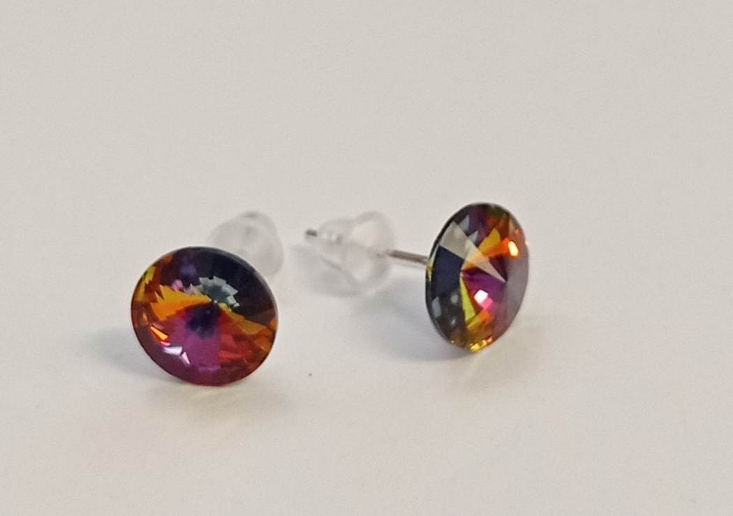 Náušnice Swarovski Rivoli Volcano na puzetě s AG925 (Puz8_74)