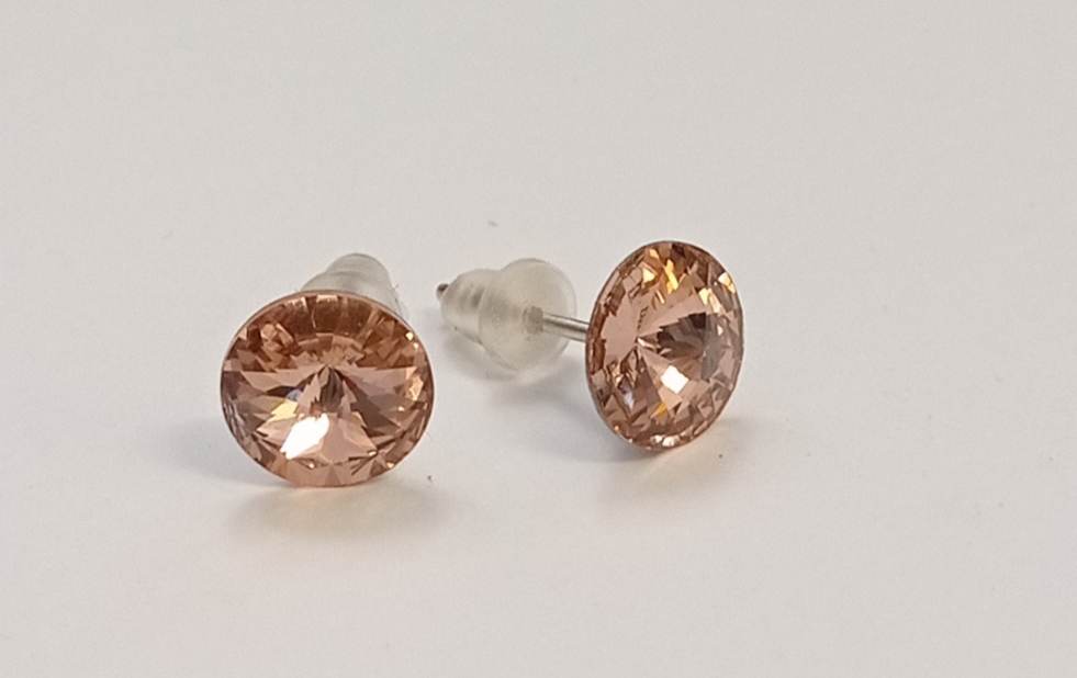 Náušnice Swarovski Rivoli Vintage Rose na puzetě s AG925 (Puz8_8)