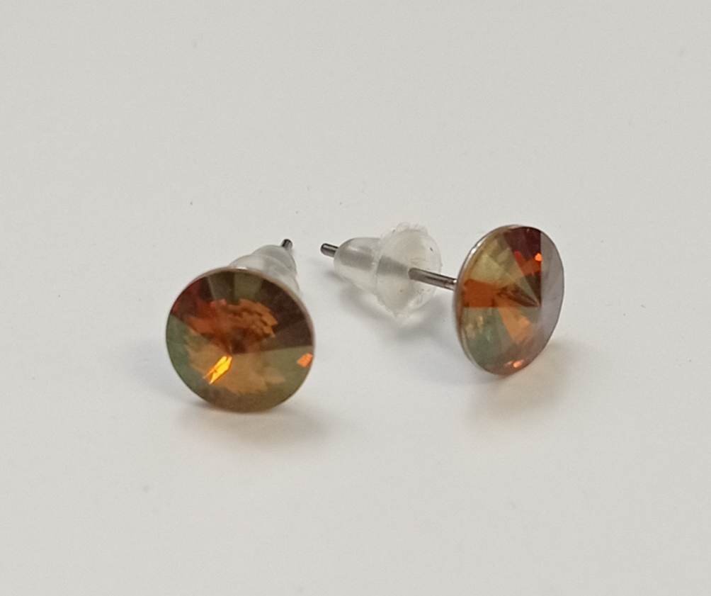 Náušnice Swarovski Rivoli Copper na rhodiované puzetě (Puz8_12)