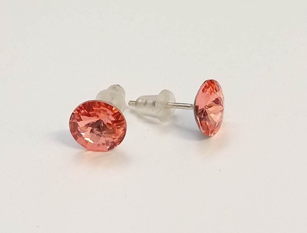 Náušnice Swarovski Rivoli Peach Rose na puzetě s AG925 (Puz8_15)