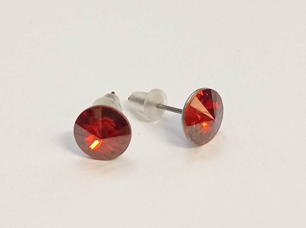 Náušnice Swarovski Rivoli Red Magma na rhodiované puzetě (Puz8_21)