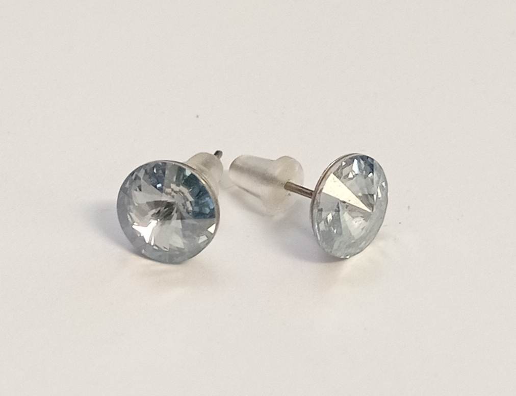 Náušnice Swarovski Rivoli Blue Shade na rhodiované puzetě (Puz8_36)