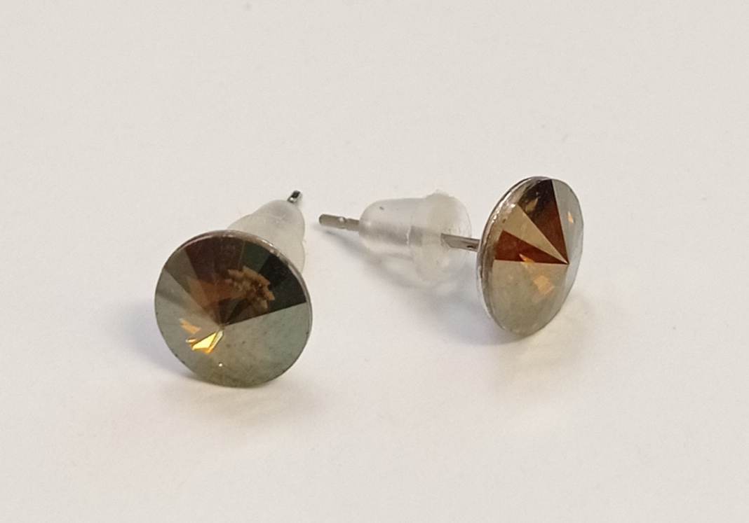 Náušnice Swarovski Rivoli Bronze Shade na rhodiované puzetě (Puz8_49)