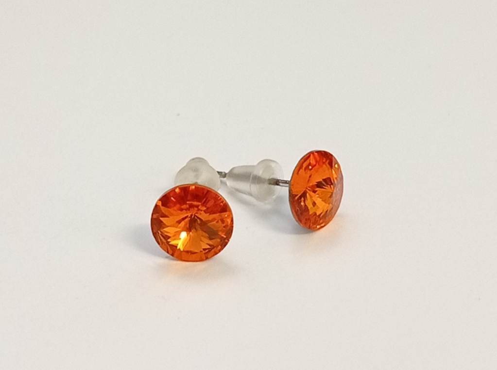 Náušnice Swarovski Rivoli Tangerine na rhodiované puzetě (Puz8_55)