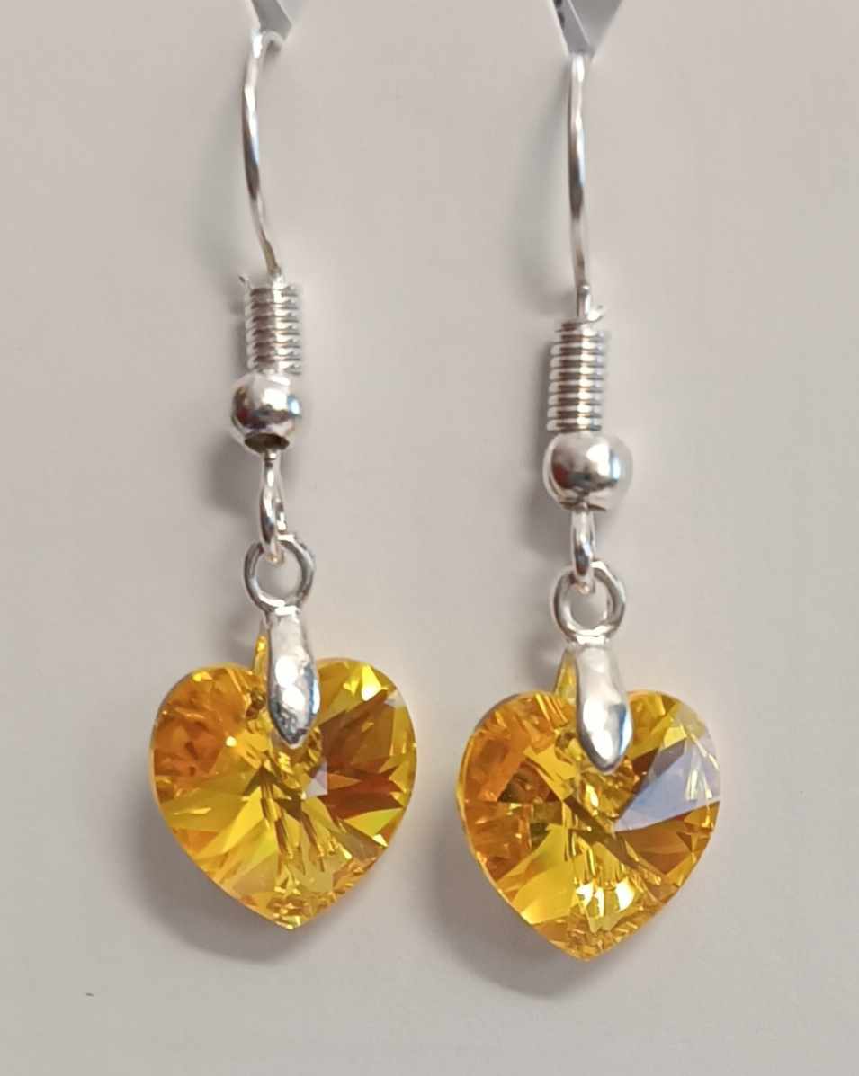 Náušnice Swarovski Srdíčka Light Topaz AB (SwNSr_24)